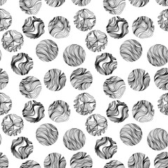 Seamless pattern with hand drawn round shapes.