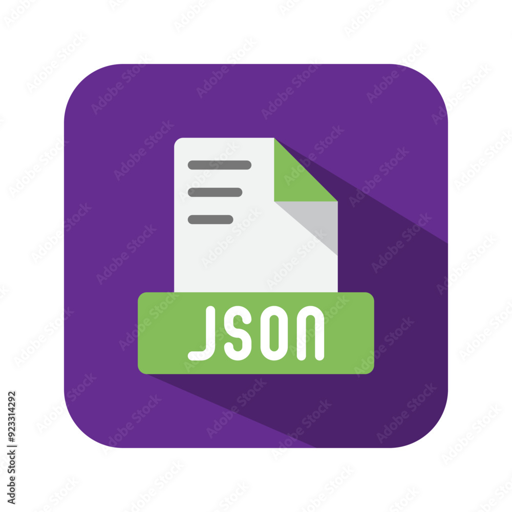 Poster json flat text file icons. symbol document files, type. can be used for websites, software, ui and m