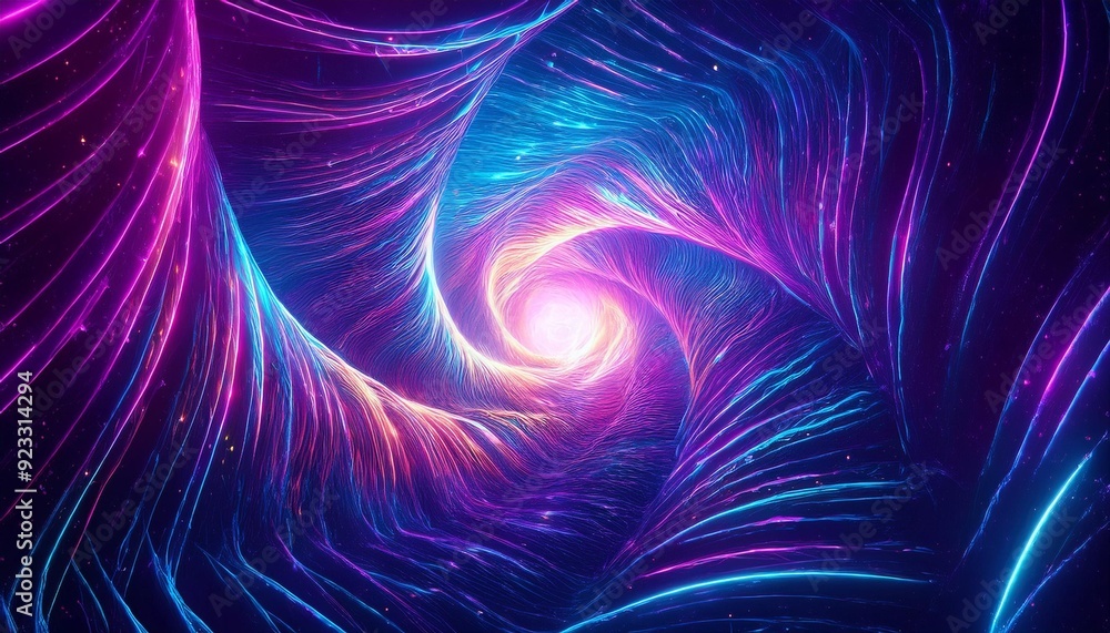 Poster abstract swirl of vibrant colors creating a mesmerizing vortex effect in a cosmic space environment 