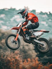 Motocross rider airborne