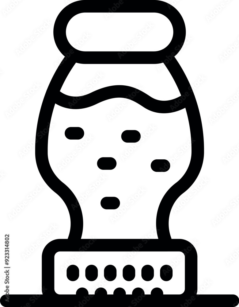 Poster black and white line drawing of a lava lamp with bubbles floating in a bottle