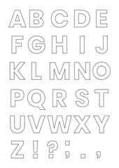 Illustration vector graphic of dotted alphabet outline. A to z alphabet outline for tracing.