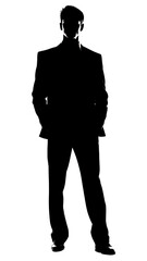 Obraz premium PNG Silhouette businessman standing confidently professional
