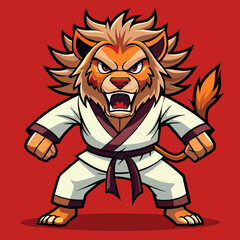 lion karate kimono judo taekwondo vector sport mascot