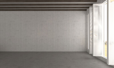 Home and decor and minimal interior living room design and empty concrete wall pattern background. 3d rendering