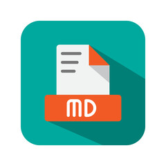 Md file format flat icons. symbol document files, archive, extension. Can be used for websites, software, UI and mobile apps.
