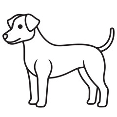 Black outline illustration of a dog's profile facing left on a white background.