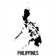 Philippines Map - black World Map International vector template with High detailed isolated on white background - Vector