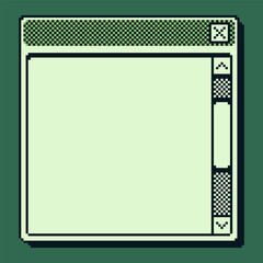 Window pixel art design, play, retro 80s console gaming app, game boy interface, video game, flat style, old school computer graphic design, 8-bit sprite, game assets, vector illustration.