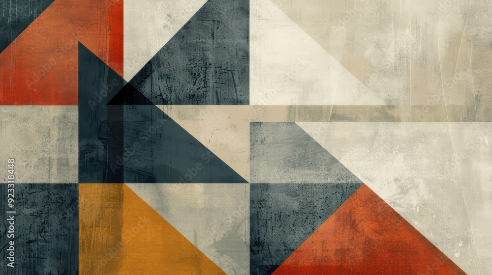 Poster a minimalist abstract background with geometric patterns in muted tones, creating a sophisticated an