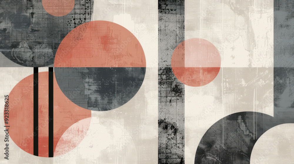 Fototapete A minimalist abstract background with geometric patterns in muted tones, creating a sophisticated and clean look.