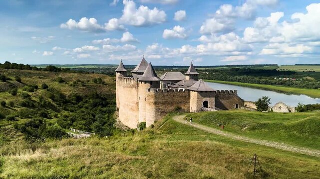 Khotyn Fortress Romanian: Cetatea Hotinului is a fortress from the 10th 18th centuries, located in the city of Ukraine. huge walls and towers on the banks of the Dniester are popular with tourists