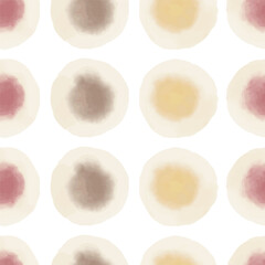 Watercolor abstract circles. Seamless pattern. Simple surface design.
