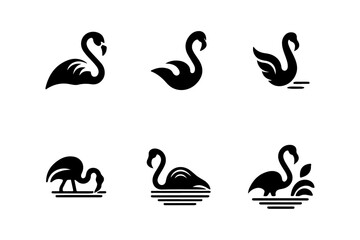 Set of Flamingo Silhouette vector illustration.