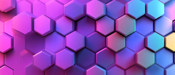 Abstract Geometric Pattern of Hexagons in Vibrant Purple and Blue Hues, Abstract Geometric Pattern of Hexagons in Vibrant Purple and Blu