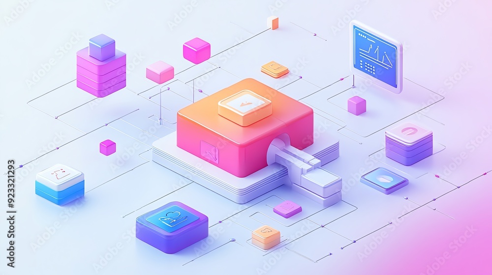 Aufkleber Abstract Network 3D Render.