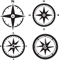 silhouette of clean vector Compass  isolated on white background