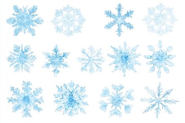 Snowflake vector image with light blue color set , white background