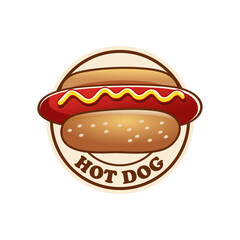 Hotdog logo vector with white background, on a cream plate