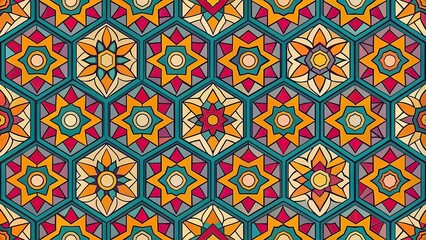 Seamless retro pattern with colorful geometric shapes, retro, seamless, pattern, vintage, geometric, shapes, abstract, colorful
