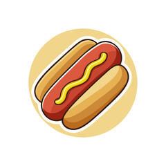 Hotdog logo vector in circle with white background
