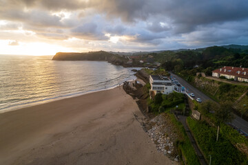 Aerial view of Comillas on north of Spain
