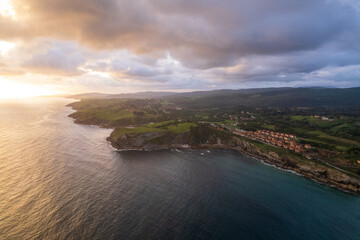 Aerial view of Comillas on north of Spain

