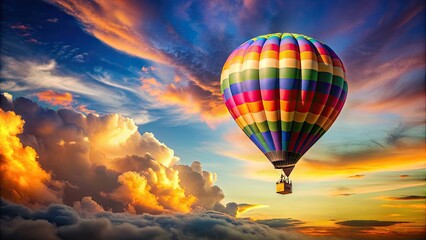 Fototapeta premium Hot air balloon floating in the sky on a colorful background, hot air balloon, sky, flight, adventure, freedom
