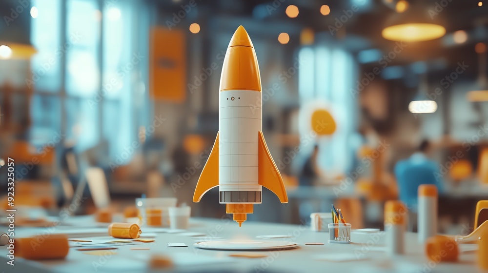 Poster rocket launch - startup concept.