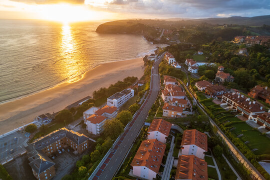 Aerial view of Comillas on north of Spain
