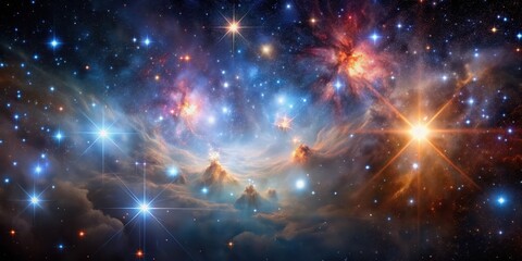 Fototapeta premium Abstract image showing the mesmerizing dance of stars and nebulae in a cosmic cascade, cosmic, cascade, stars, nebulae