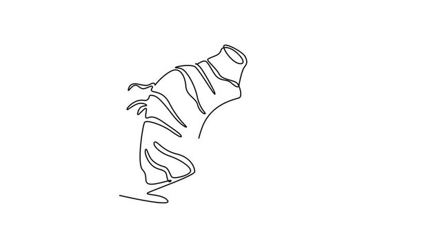 Self drawing animation of single line draw whole healthy organic taro for farming logo identity. Fresh tropical plant edible corm concept for root vegetable icon. Continuous line. Full length animated