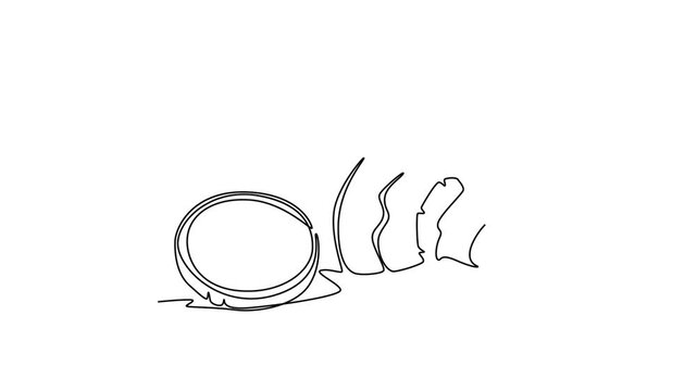 Animated self drawing of continuous line draw of whole healthy organic taro for farm logo identity. Fresh tropical plant edible corm concept for root vegetable icon. Full length single line animation