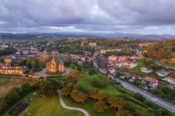 Aerial view of Comillas on north of Spain
