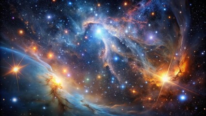 Fototapeta premium Astounding image of cosmic cascade capturing the dance of stars and nebulae, cosmic, cascade, stars, nebulae