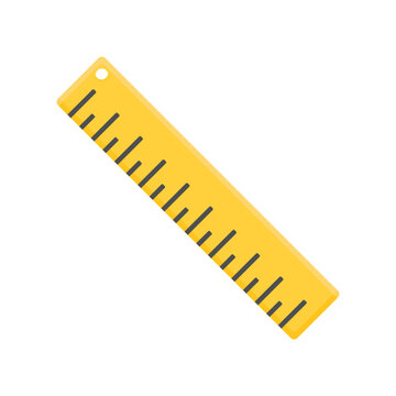 recommend clip art: Simple school ruler in cartoon style on a white background. Yellow ruler without numbering.