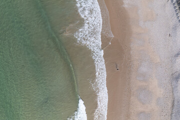 Aerial view of Playa de San Antolín de Bedón on north of Spain