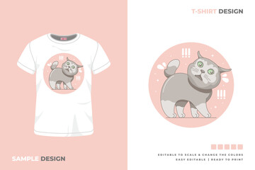 cat t shirt design printable vector 3