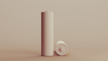 Battery aa size battery power voltage energy rechargeable electrical beige neutral monochrome 3d illustration render digital rendering