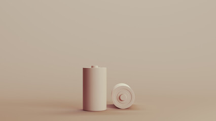 Battery AA half size battery power voltage energy rechargeable electrical beige neutral monochrome 3d illustration render digital rendering