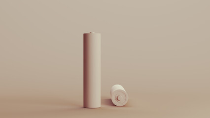 Battery AAA size battery power voltage energy rechargeable electrical beige neutral monochrome 3d illustration render digital rendering