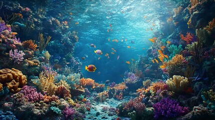Fototapeta premium A beautiful coral reef with a variety of fish and sea creatures