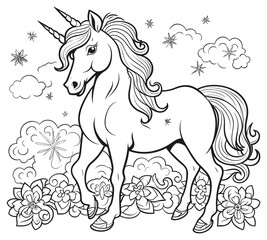 unicorns cartoon design coloring book for kids
