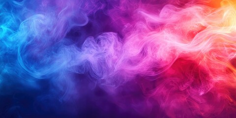 Obraz premium Abstract colorful, multicolored smoke spreading, bright background for advertising or design, wallpaper for gadget. Neon lighted smoke texture, blowing clouds. Modern designed , ai