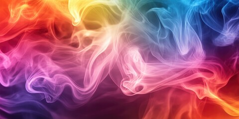 Obraz premium Abstract colorful, multicolored smoke spreading, bright background for advertising or design, wallpaper for gadget. Neon lighted smoke texture, blowing clouds. Modern designed , ai