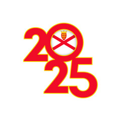 2025 banner with Jersey flag inside. Vector illustration.