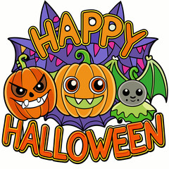 A design on a Halloween theme with text on white background silhouette vector illustration