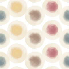 Watercolor abstract circles. Seamless pattern. Simple surface design.