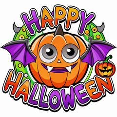 A design on a Halloween theme with text on white background silhouette vector illustration