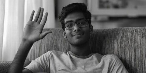 Candid Wave: A Man's Smile from Two Perspectives